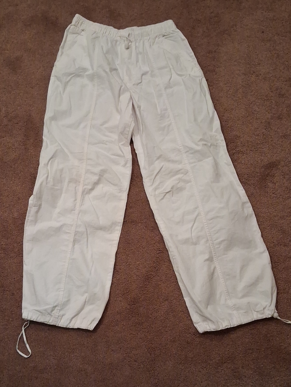Zara White Drawstring Jogger Pants